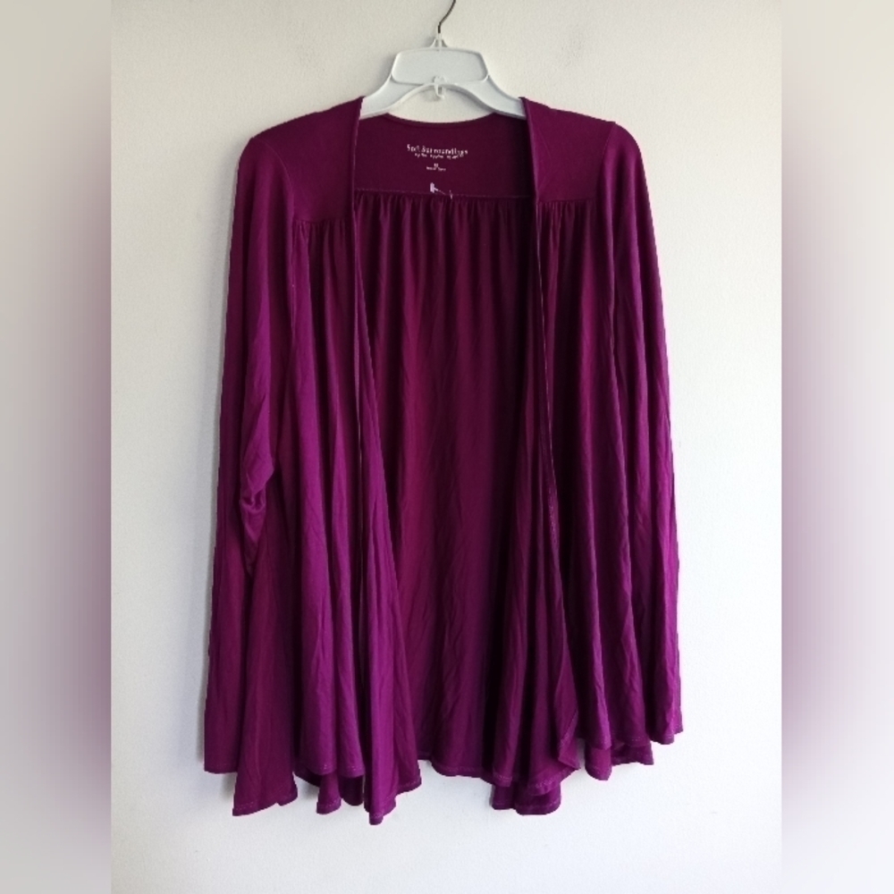 Soft Surroundings Women Purple Jersey Knit Open Cardigan size 1X